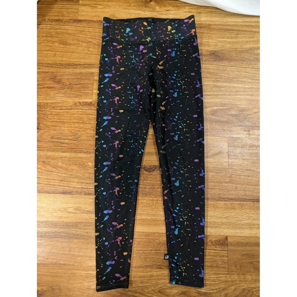 Terez Size Small Black Rainbow Paint Splatter Leggings